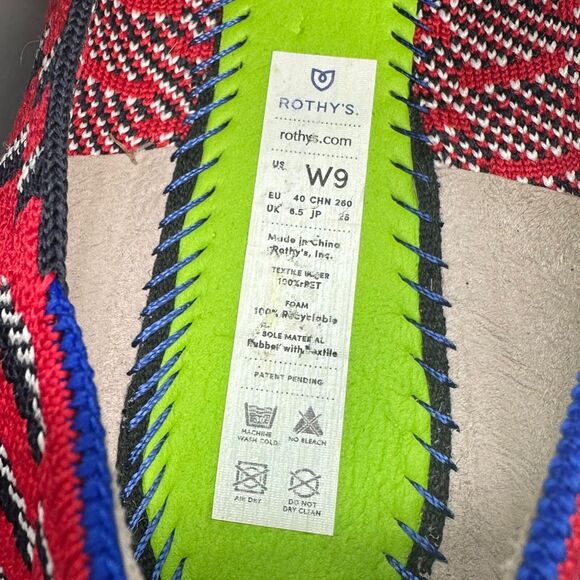 Rothy's Cherry Red Mosaic Loafers Red Ballet Flat Shoe Slip On - Picture 9 of 10